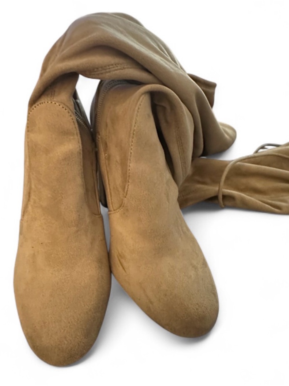 Lulu's Knee-High Suede Boots in Tan